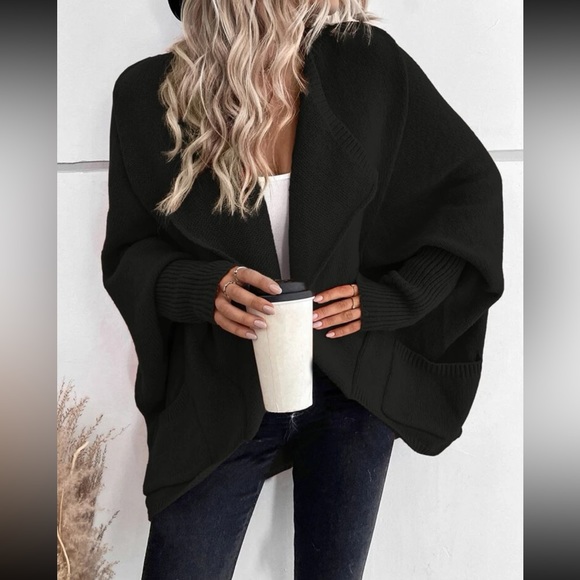 Cozy waterfall collar batwing sleeve cardigan - Picture 4 of 6